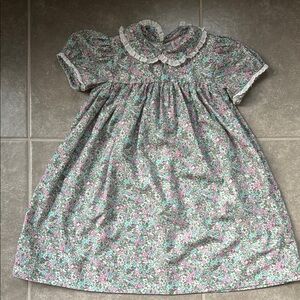 Floral Kids Casual Dress with Lace Trim